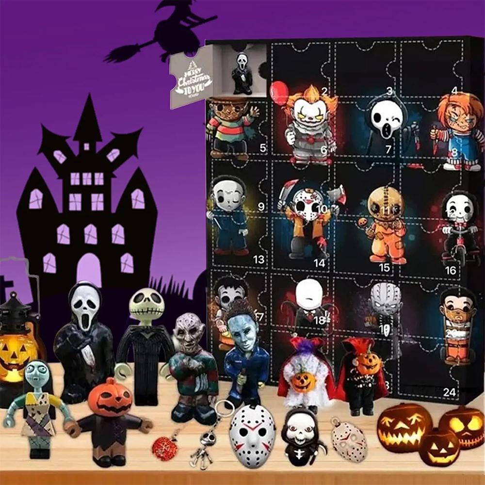 GoodGoods Halloween Doll Advent Calendar Blind Box Contains 24 Horror Figures Surprise Toys Gift for Kids (C)