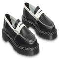 Dr. Martens Womens Penton Bex Leather Loafer - Black With White Edge/White - UK 12