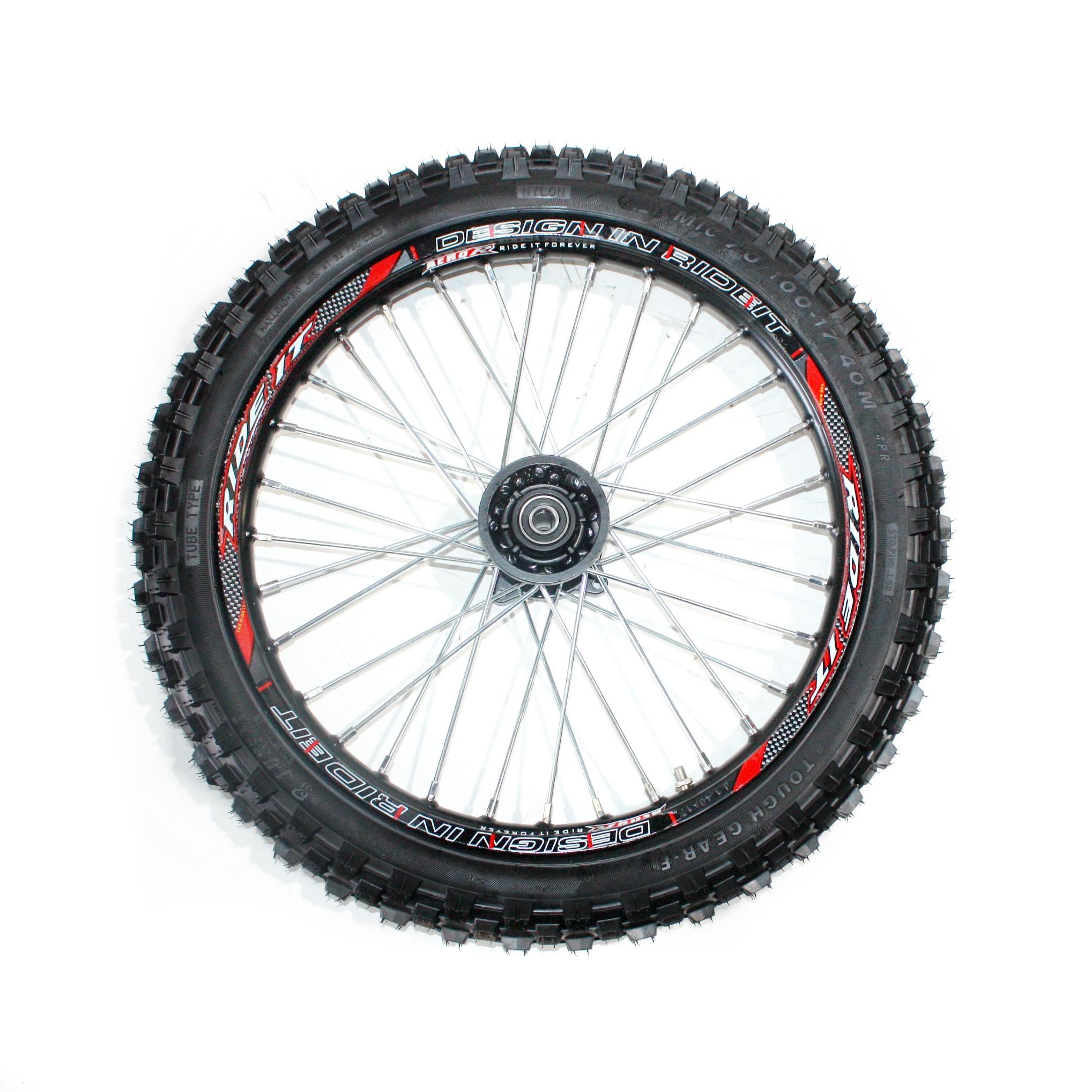 BLACK 12mm Axle 70/100 - 17 17" Inch Front Wheel Rim Tyre Tire PIT PRO Dirt Bike