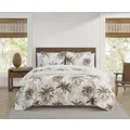Tommy Bahama Queen Size Bed Cotton Bonny Cove Coverlet w/ 2x Pillowcases Coconut