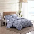 Tommy Bahama Queen Size Bed Cotton Bahamian Quilt Cover Set/2x Pillowcases Blue