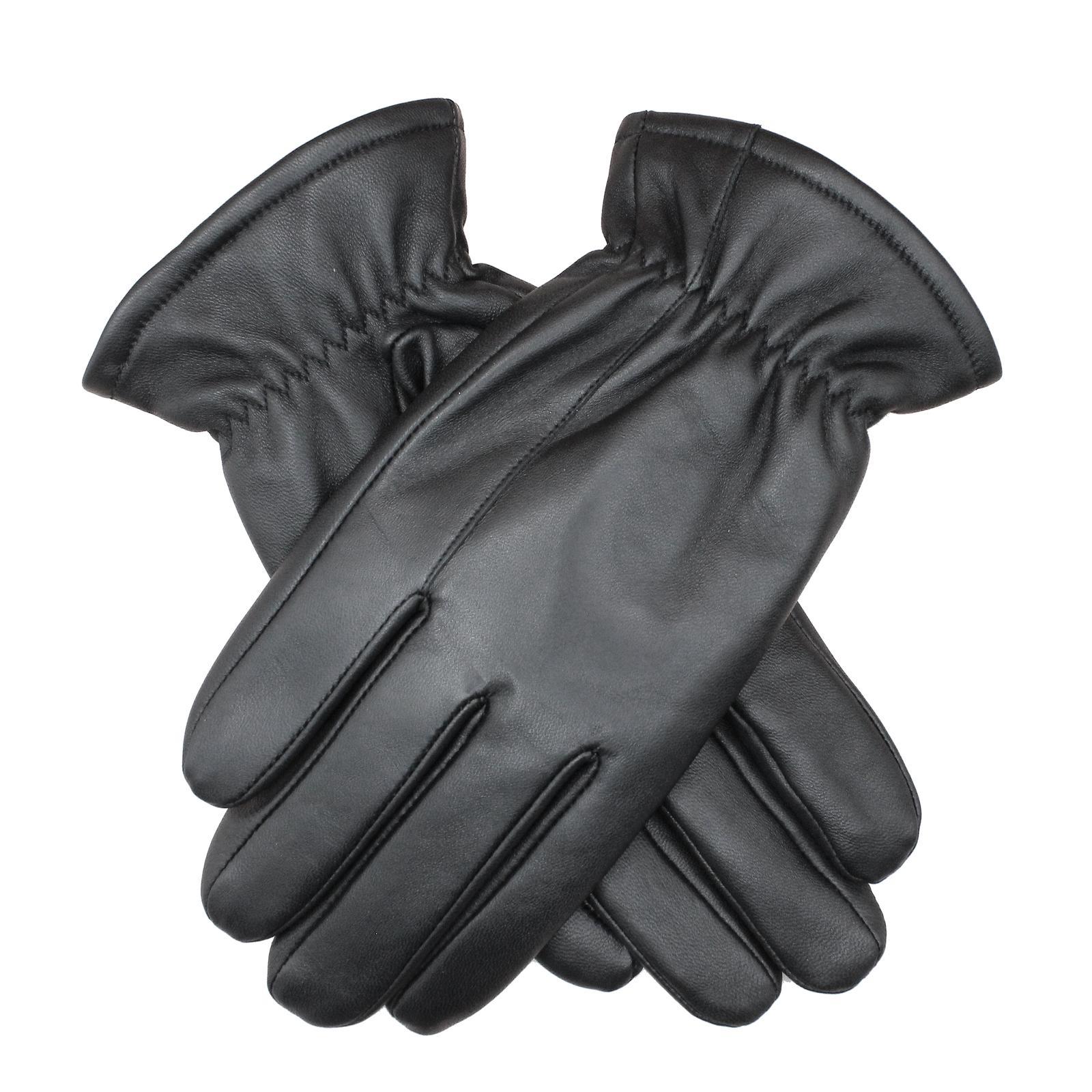 3M Thinsulate Mens Sheepskin Leather Gloves with Gathered Wrist in Black - S/M
