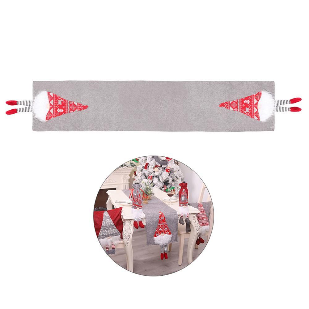 GoodGoods Christmas Table Runner Santa Gnome Tablecloth Dinner Table Flag Cover for Xmas Party Home Decoration (Gray)