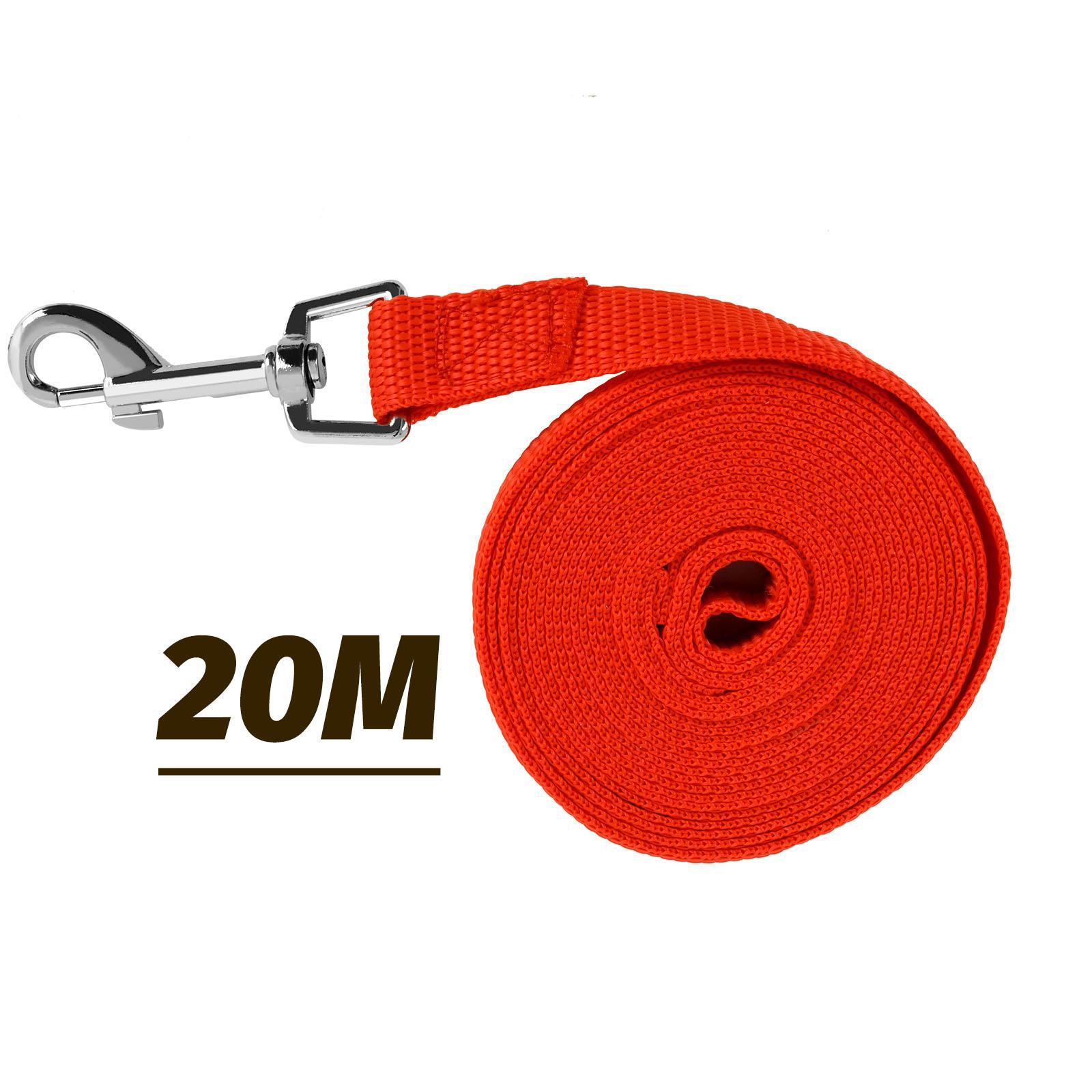 Advwin 20M Long Dog Lead for Walking Nylon Pet Dog Leash for Outdoor Obedience Recall Training or Camping Red