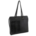 Pierre Cardin Unisex Croc-Embossed Leather Business Computer Bag - Black