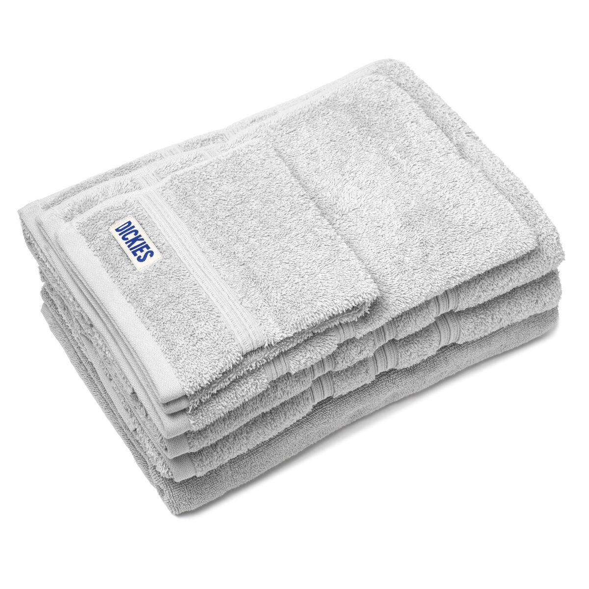 Dickies 550GSM 5 Pce 100% Cotton Anti-Bacterial Towel Pack Silver