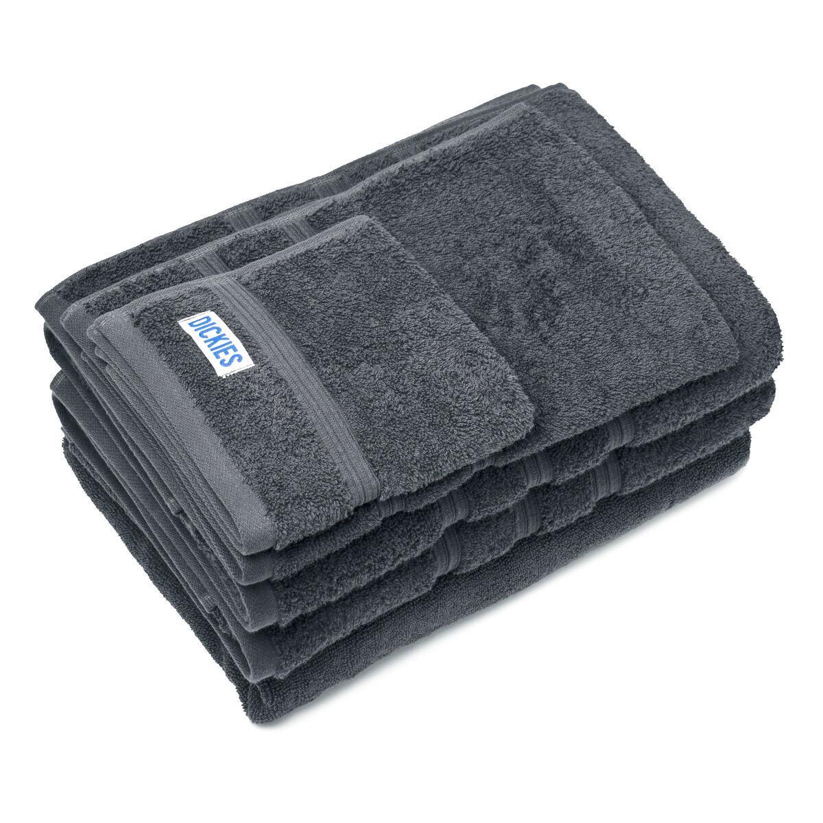 Dickies 550GSM 5 Pce 100% Cotton Anti-Bacterial Towel Pack Charcoal