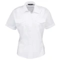 Premier Womens/Ladies Short Sleeve Pilot Blouse / Plain Work Shirt (White) (10)