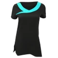 Premier Womens/Ladies Ivy Beauty And Spa Tunic (Contrast Neckline) (Black/ Turquoise) (10)