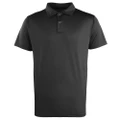 Premier Unisex Coolchecker Studded Plain Polo Shirt (Black) (2XL)
