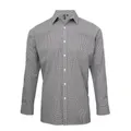 Premier Mens Microcheck Long Sleeve Shirt (Black/White) (L)