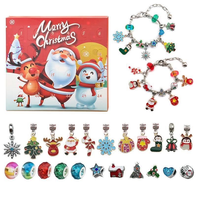 Vicanber Blind Box Advent Calendar Bracelet Pendant DIY Making Set Christmas Countdown 24 Days Xmas Kids Gifts