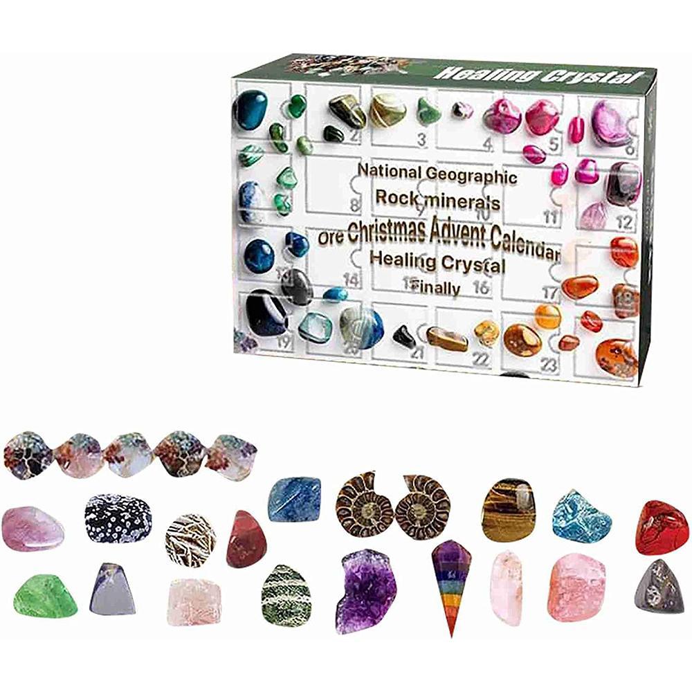 Vicanber Blind Box Advent Calendar Mineral and Fossil Specimens Christmas Countdown 24 Days Xmas Kids Gifts