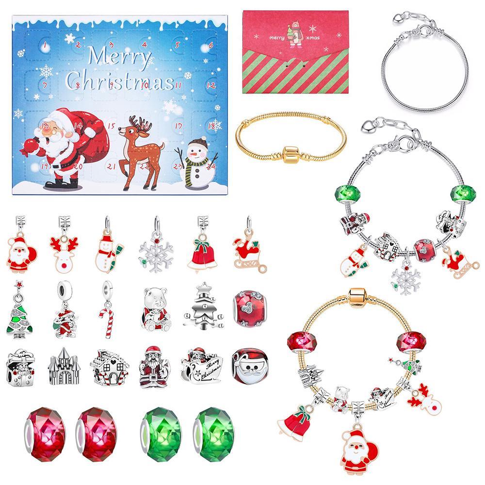 Vicanber Blind Box Advent Calendar Santa Bracelet DIY Set Christmas Countdown 24 Days Xmas Kids Gifts