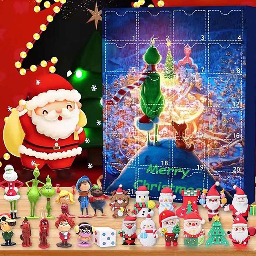 Vicanber Blind Box Advent Calendar Grinch Santa Toys Christmas Countdown 24 Days Xmas Kids Gifts