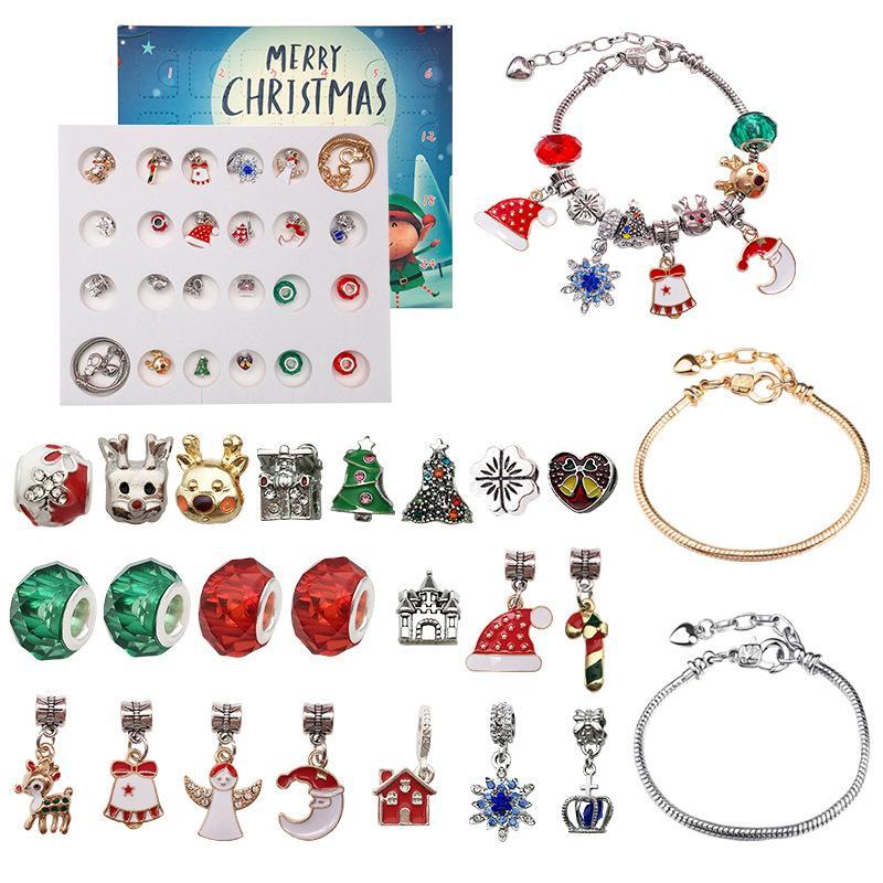 GoodGoods Christmas Bracelet Charm Beads Advent Calendar 24 Days of Surprise Blind Box Countdown Gift for Kids