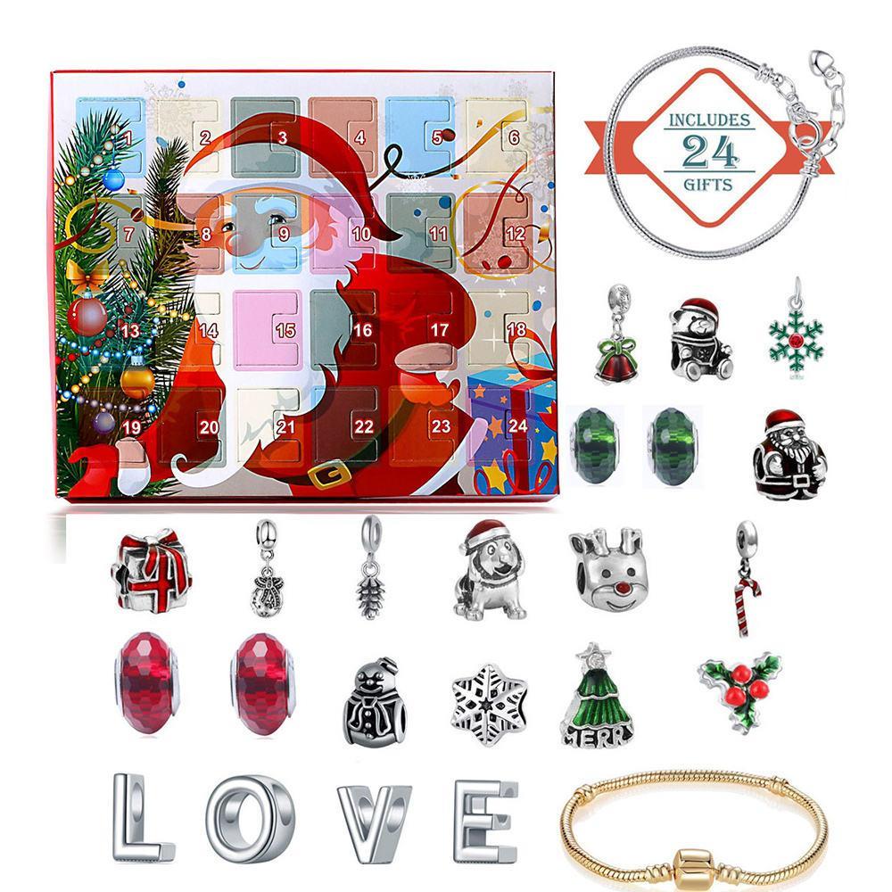 GoodGoods Christmas DIY Bracelet with Charms Beads Advent Calendar 24 Days of Surprise Blind Box Countdown Gift for Kids