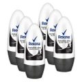 6x Rexona 50ml Roll On Antiperspirant Body Deodorant Invisible Dry Black+White