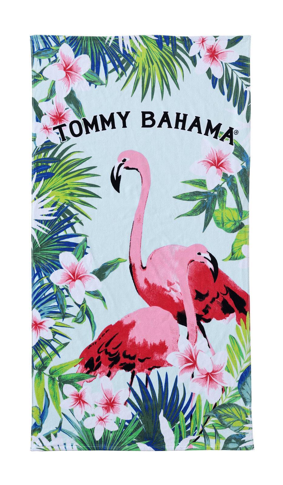 Tommy Bahama Flamingo Fronds Printed 91x173cm Cotton Beach/Swim Pool Towel Blue
