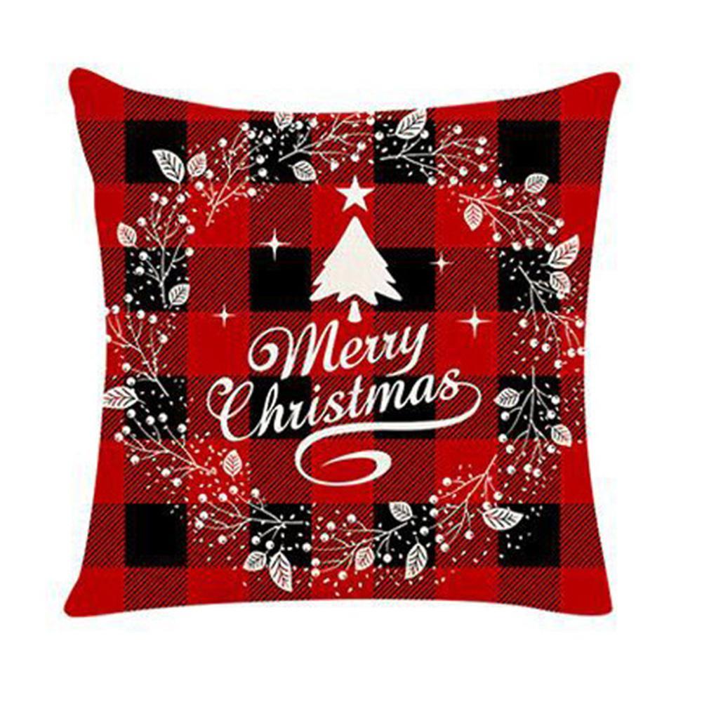 Vicanber Christmas Printed Farmhouse Throw Pillow Covers 18×18 Inch Xmas Cushion Cover Case Decoration (C)