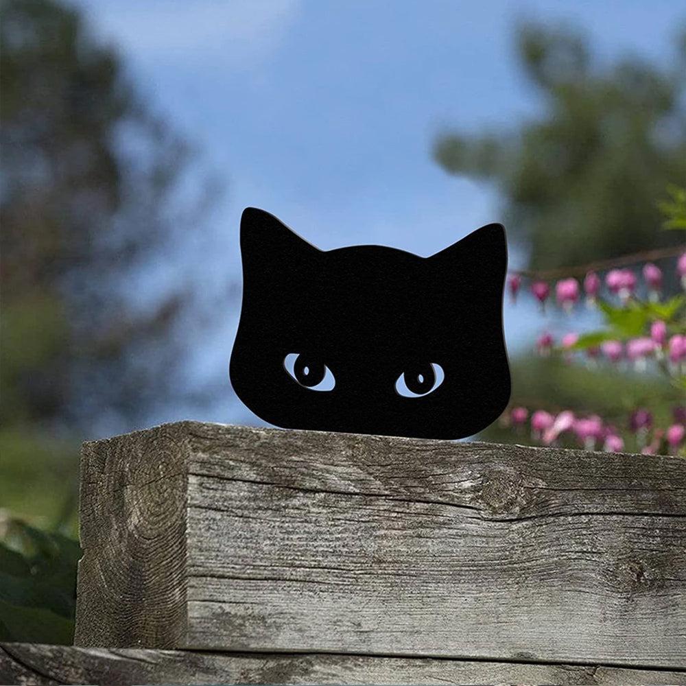 Garden Iron Cat Peeping Silhouette Stake Decoration Cat Yard Art Statues Lawn Decoration-Style 1