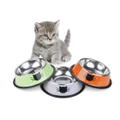 3PCS Pet Bowl Stainless Steel Non-Skid Base Dog Cat Bowl-GreenOrangeGrey
