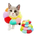 Cat Small Dog Recovery Collar Adjustable Pet Colorful Flower Collar, XS