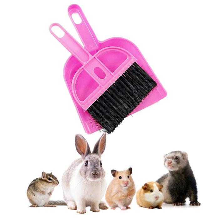 Pet Cage Broom Brush Dustpan Set Cat Litter Sweeper Brush-Pink
