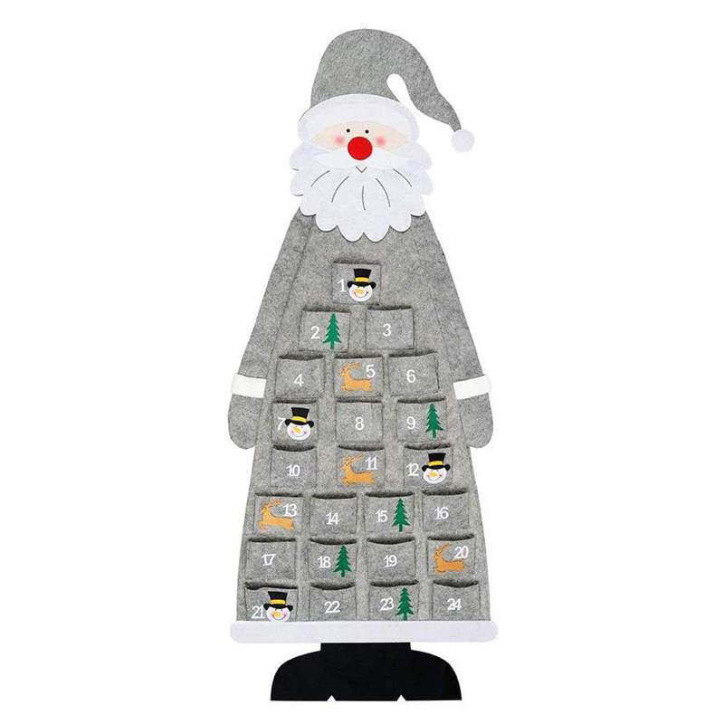 Felt Christmas Advent Calendar with Pockets 24 Days Countdown Calendar-Grey