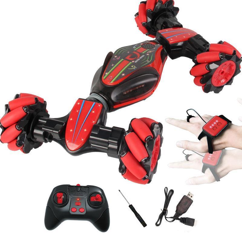 Gesture Sensing RC Stunt Car with Light Music Off-Road Car Toy for Kids-Red