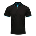 Premier Mens Contrast Coolchecker Polo Shirt (Black/Turquoise) (M)