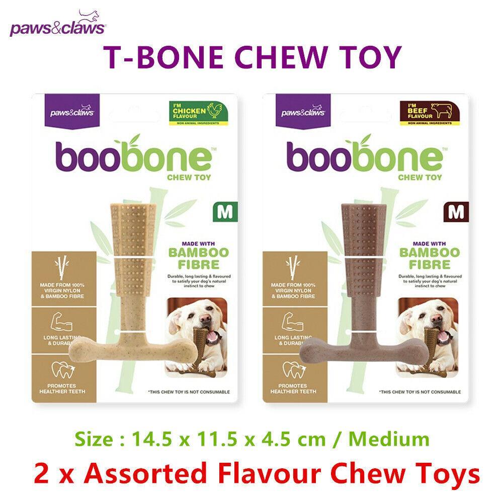 2 x Pet Dog Puppy Chew Toy Bamboo Fibre Chicken Beef Flavour Teeth Clean MED