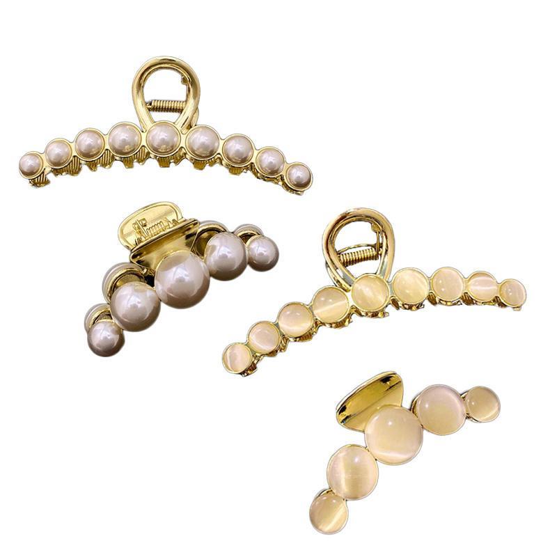 4 Pack Pearl Hair Claw Strong Hold Hair Jaw Clips for Women Girls