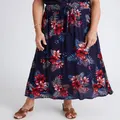 MILLERS - Womens Skirts - Maxi - Summer - Red - Floral - A Line - Work Clothes - Tropical - Relaxed Fit - Prined Crinkle - Long - Casual Fashion