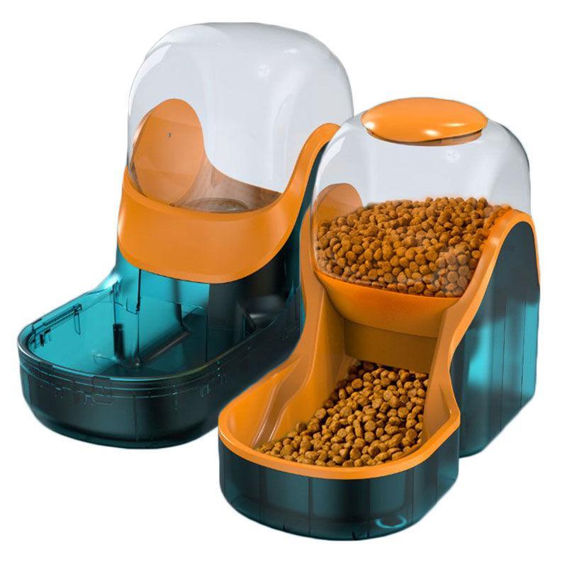 Pets Automatic Feeder and Water Dispenser Set-GreenOrange