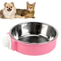 Removable Stainless Steel Hanging Pet Bowl for Cats Dogs-Pink