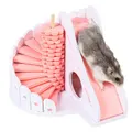 Hamster Hideout Wooden House with Climbing Slides-Pink