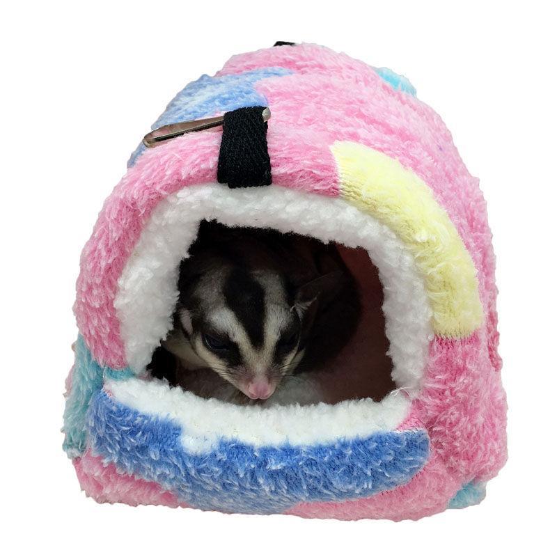 Warm Hamster Plush Bed Hanging Hammock Nest (StarfishPink, 14/12CM)