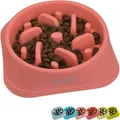 Zenify Dog Bowl Slow Feeder Large 500ml Healthy Eating Pet Interactive Feeder with Anti Skid Non Slip Grip Base to Reduce Overeating Bloating Vomiting Obesity for Wet Dry Raw Food and Water(Pink)
