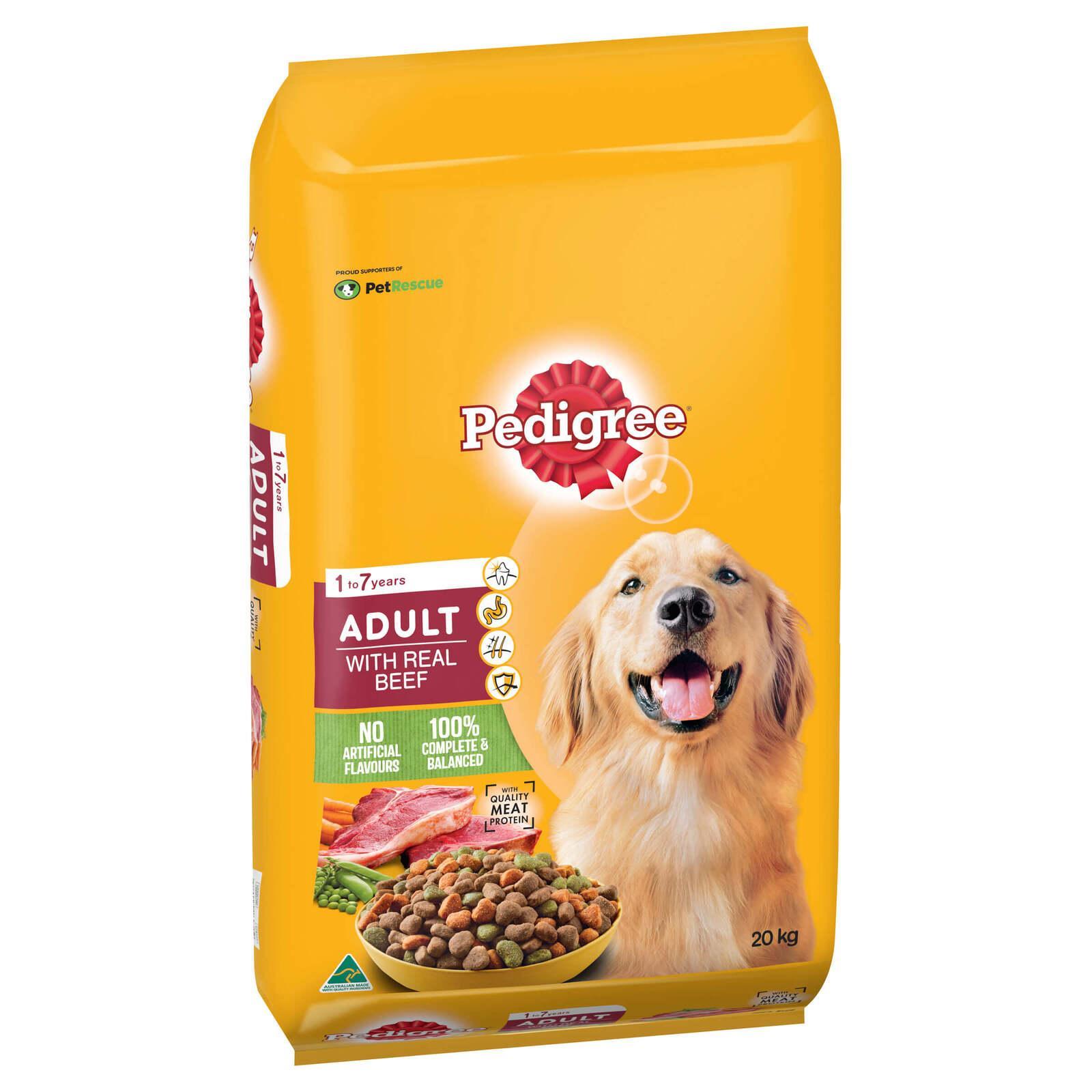 Pedigree Adult 1+ Meaty Bites Dry Dog Food with Real Beef 20kg