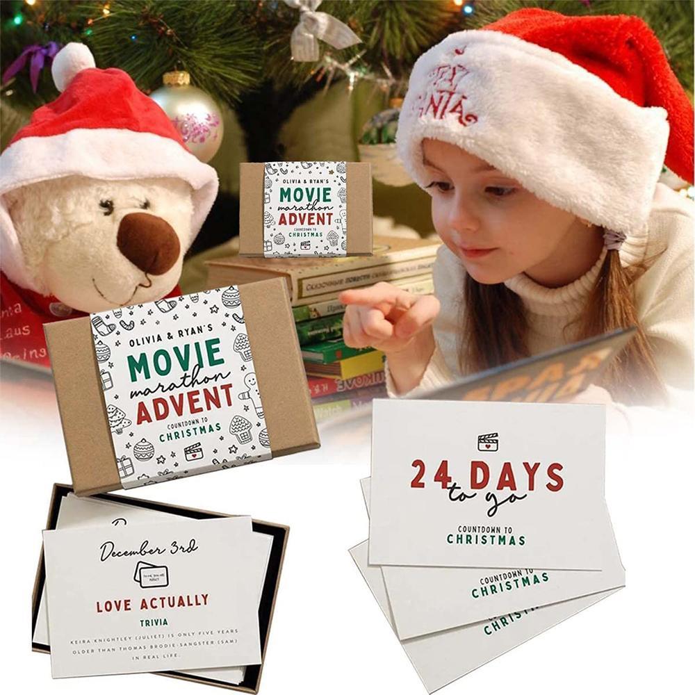 Vicanber 24PCS Christmas Greeting Card Xmas Advent Calendar 24 Days Countdown Gift (Movie)