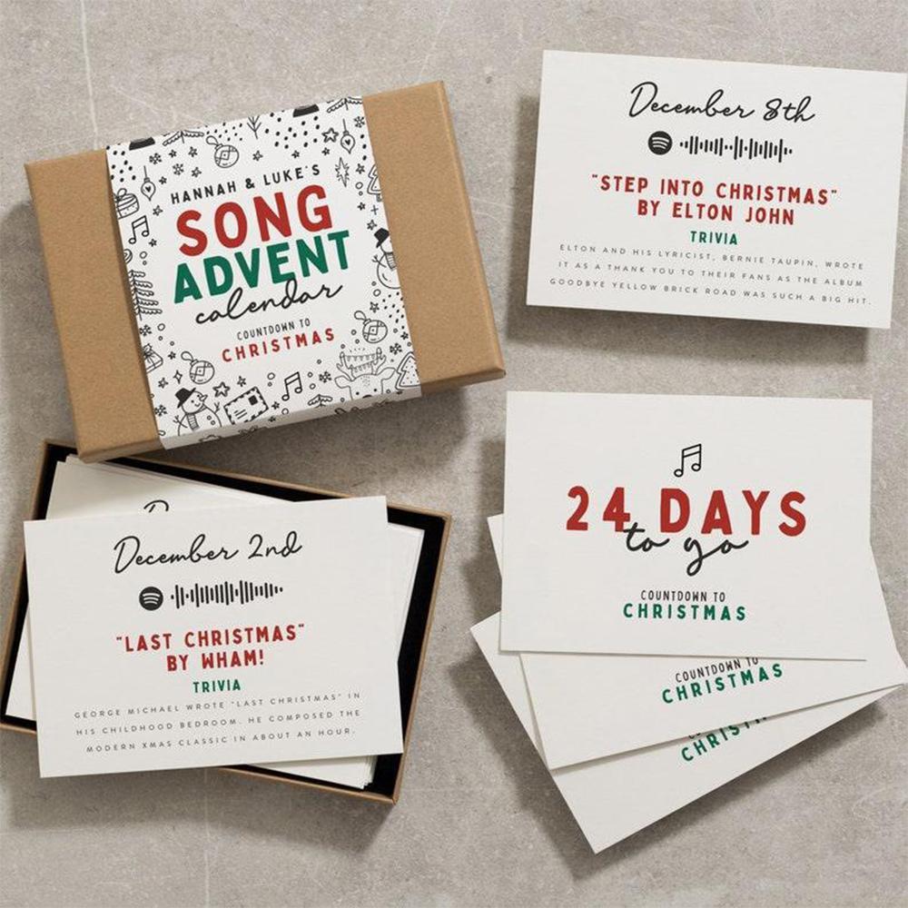 Vicanber 24PCS Christmas Greeting Card Xmas Advent Calendar 24 Days Countdown Gift (Music)
