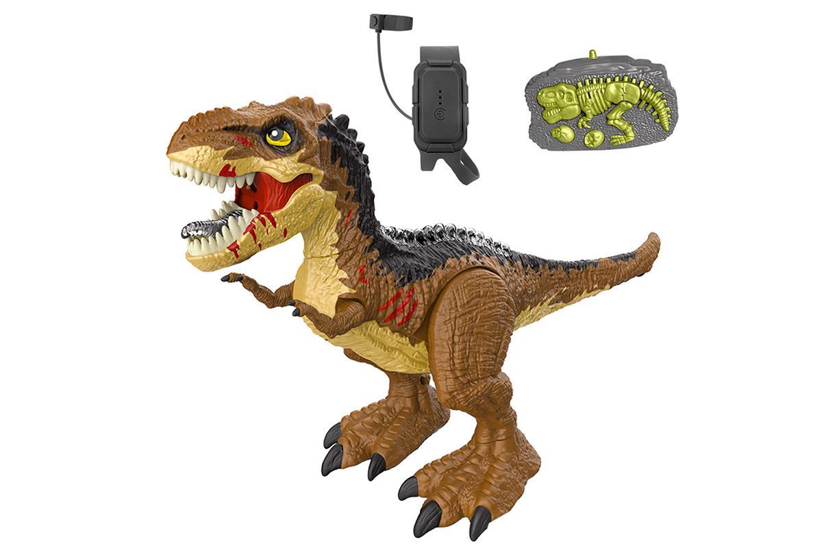 Kids RC Electric Walking Dinosaur Toy with Light Up and Roaring Sound Dark Brown