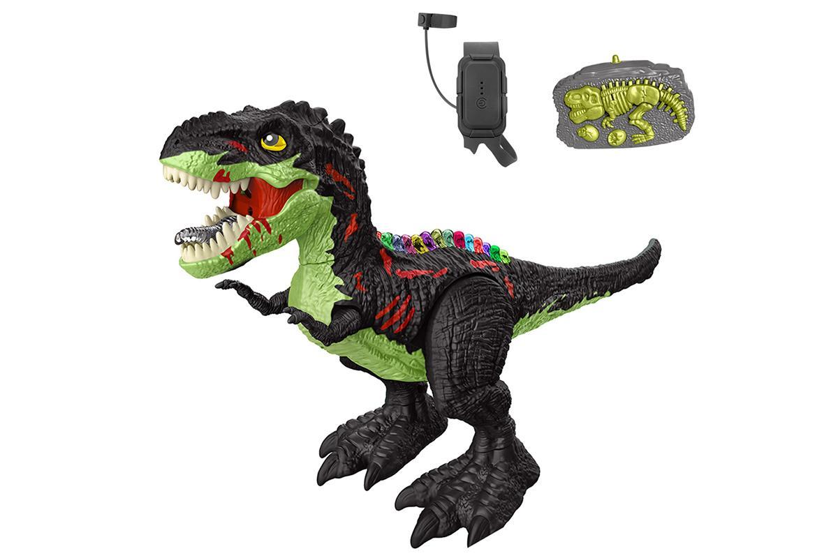 Kids RC Electric Walking Dinosaur Toy with Light Up and Roaring Sound Dark Grey
