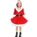 Vicanber Kid Child Girl Christmas Elf Santa Claus Party Hoodie Dress Cosplay Fancy Outfit (6-8 Years)