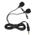 Dual-head Lavalier Lapel Omnidirectional Clip-on Microphone Mic for Smartphone Laptop Camera 3.5mm Audio Plug Devices for Program Video Recording Interview Webcastblack