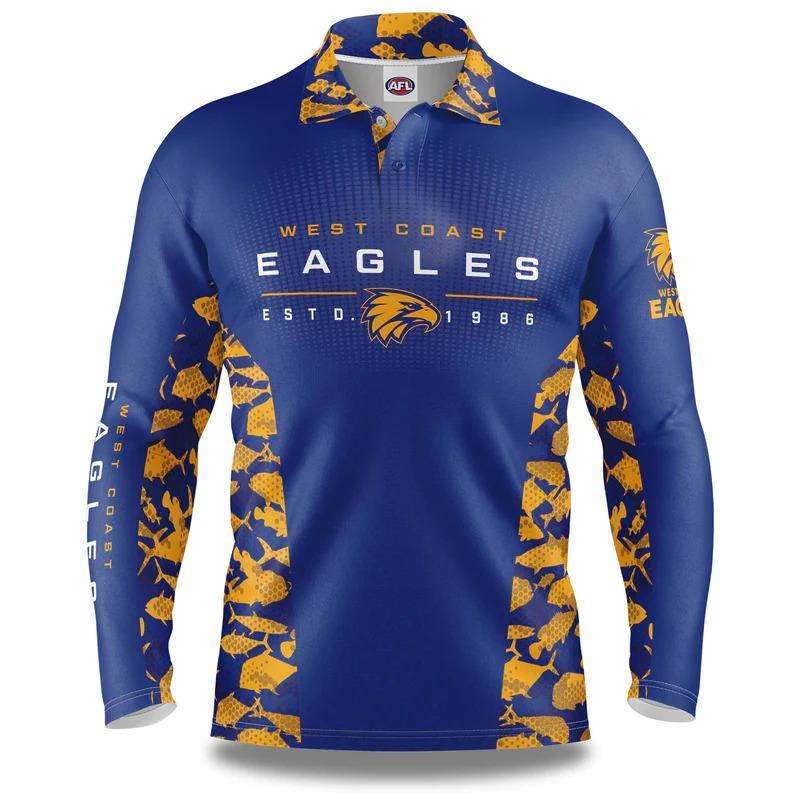 West Coast Eagles AFL 2023 Reef Runner Fishing Shirt Sizes S-5XL! [Size: 2XLarge]