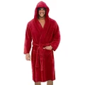 GoodGoods Mans Soft Cozy Hoody Fleece Towel Bathrobe Dressing Gown Hooded Robe Nightwear Loungewear(Red,4XL)