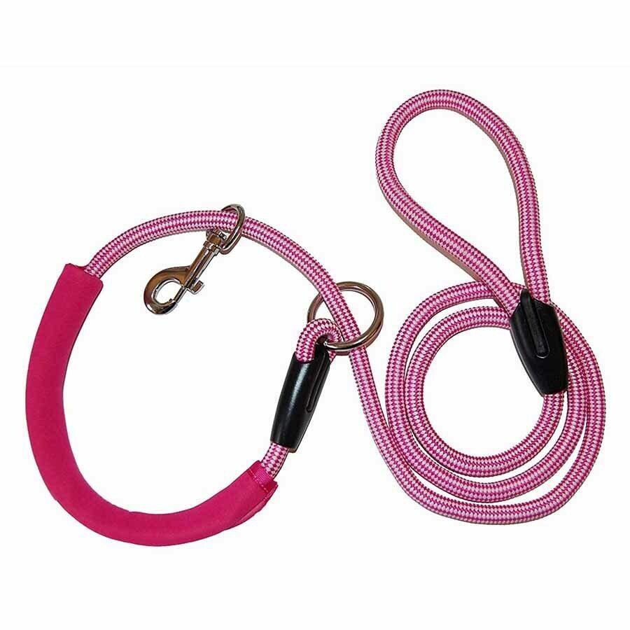 Monster Walker Non-Choke Mini Leash for Dogs 2-10kg Pink/White