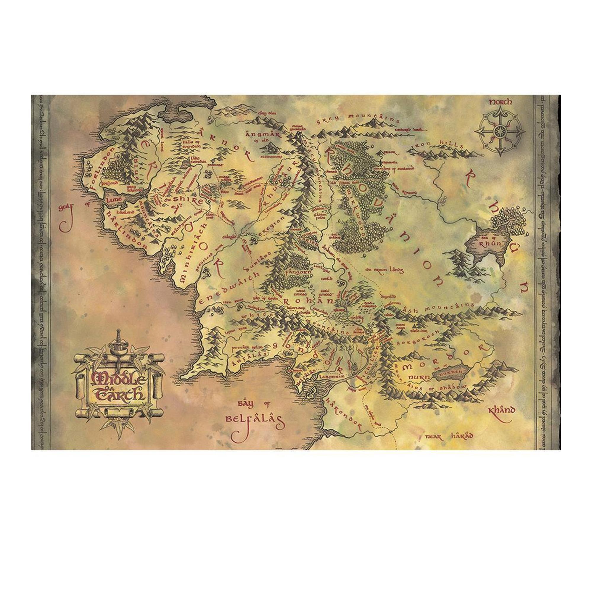 The Lord Of The Rings Middle Earth Poster (Brown/Red) (One Size)